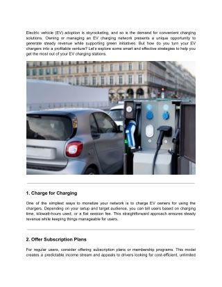 Smart Strategies to Monetize Your EV Charging Network