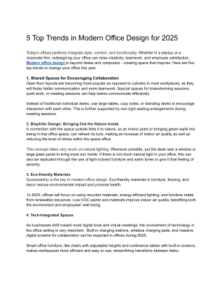 Top 5 Trends in Modern Office Design for 2025 | Boost Creativity & Comfort