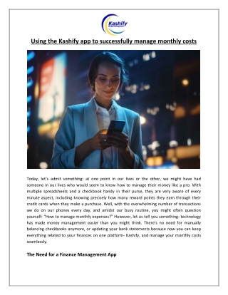 Lujy Tech LLC - Using the Kashify app to successfully manage monthly costs