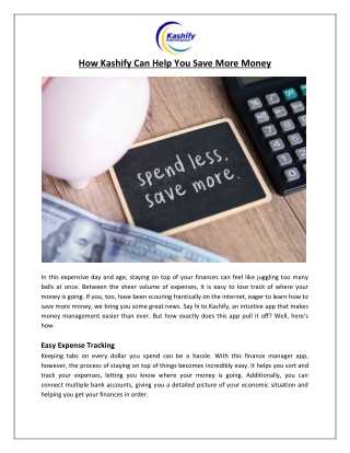Lujy Tech LLC - How Kashify Can Help You Save More Money