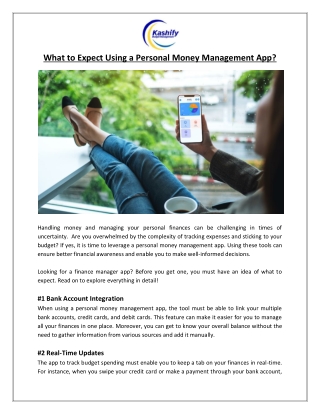 Lujy Tech LLC - What to Expect Using a Personal Money Management App