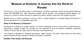 Museum of Illusions A Journey Into the World of Wonder