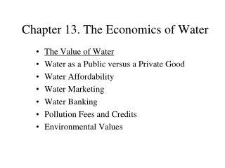 Chapter 13. The Economics of Water