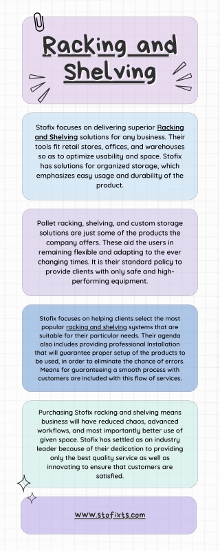 Efficient Racking and Shelving Solutions by Stofix