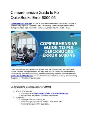 Comprehensive Guide to Fix QuickBooks Error 6000 95