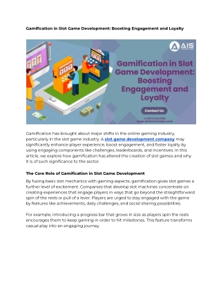 Gamification in Slot Game Development: Boosting Engagement and Loyalty