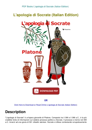 PDF Books L'apologia di Socrate (Italian Edition)