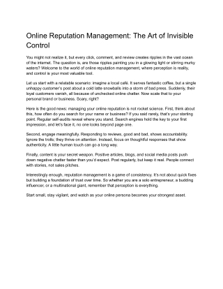 Online Reputation Management_ The Art of Invisible Control