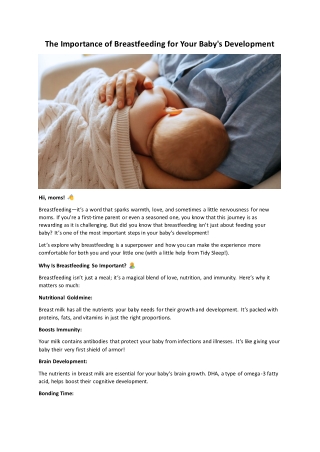 The Importance of Breastfeeding for Your Baby Development