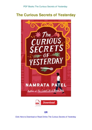 PDF Books The Curious Secrets of Yesterday