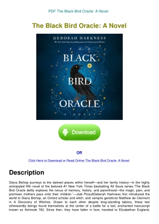 PDF The Black Bird Oracle A Novel