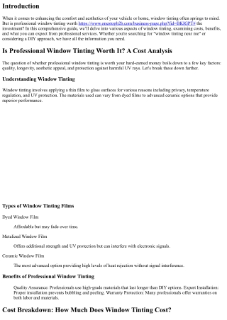 Is Professional Window Tinting Worth It? A Cost Analysis