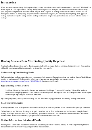 Roofing Services Near Me: Finding Quality Help Fast