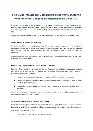 The 2025 Playbook Combining First-Party Insights with Verified Content Engagement to Drive ROI