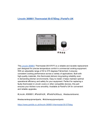 Lincoln 369801 Thermostat 50-575Deg _ PartsFe UK