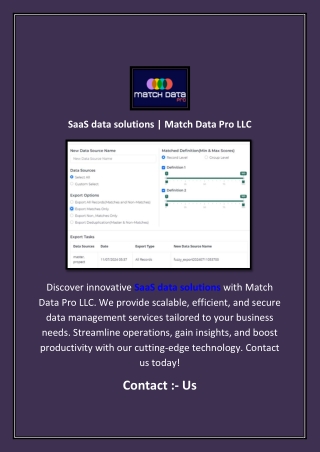 SaaS data solutions | Match Data Pro LLC