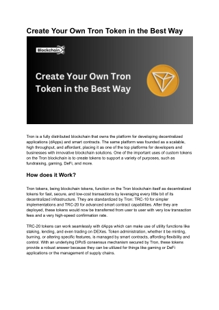 Create your own Tron Token in Best Way