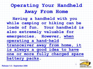 Operating Your Handheld Away From Home
