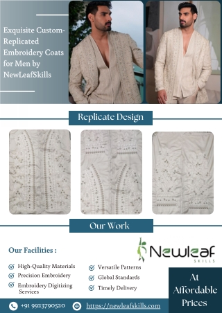 Exquisite Custom-Replicated Embroidery Coats for Men by NewLeafSkills