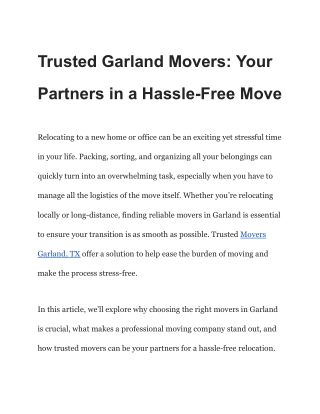 Trusted Garland Movers_ Your Partners in a Hassle-Free Move