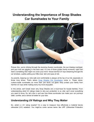 Understanding the Importance of Snap Shades Car Sunshades to Your Family