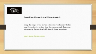 Smart Home Cinema System  Epicsystems.tech