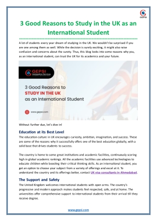 3 Good Reasons to Study in the UK as an International Student