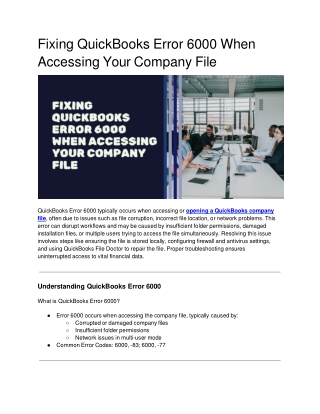 Fixing QuickBooks Error 6000 When Accessing Your Company File