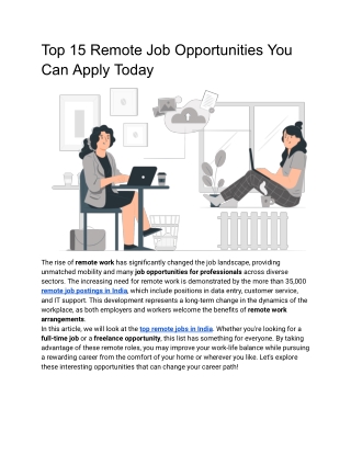 Top 15 Remote Job Opportunities You Can Apply Today