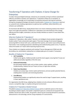 Transforming IT Operations with Chatbots- A Game-Changer for Enterprises