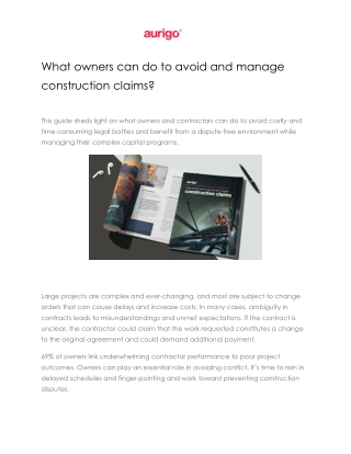 What owners can do to avoid and manage construction claims?