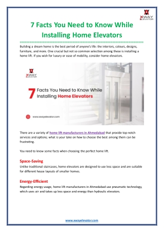 7 Facts You Need to Know While Installing Home Elevators