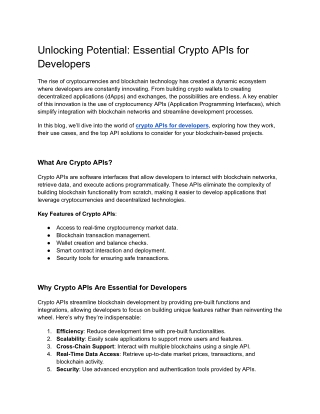 Unlocking Potential: Essential Crypto APIs for Developers