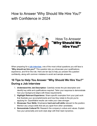 How to Answer 'Why Should We Hire You?' with Confidence in 2025