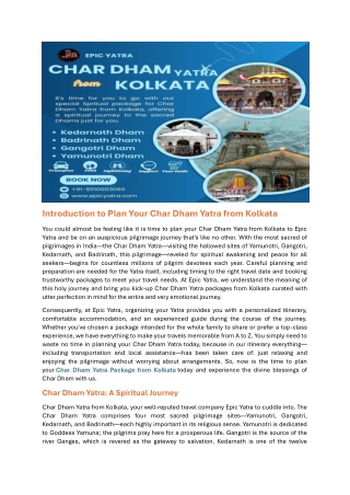 Plan Your Char Dham Yatra from Kolkata