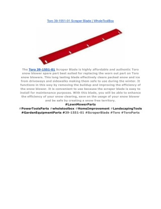 Toro 39-1551-01 Scraper Blade _ WholeToolBox