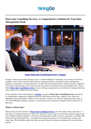 Expert Data Lake Consulting Services - Goognu