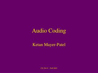 Audio Coding