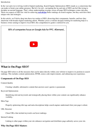 “Understanding On-Page vs Off-Page SEO Techniques for Better Ranking”