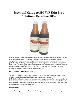 Essential Guide to 3M PVP Skin Prep Solution - Betadine 10%