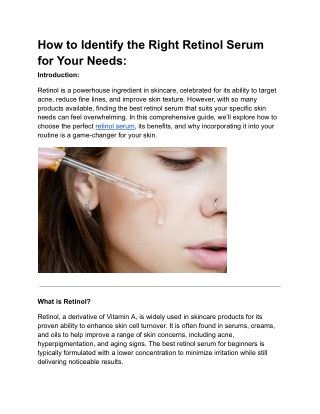 How to Identify the Right Retinol Serum for Your Needs