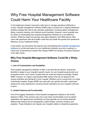 Why Free Hospital Management Software Could Harm Your Healthcare Facility