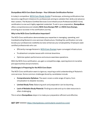 DumpsBoss NCS-Core Dumps – Pass with Confidence