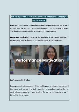 How Employee Motivation Drives Exceptional Employee Performance?