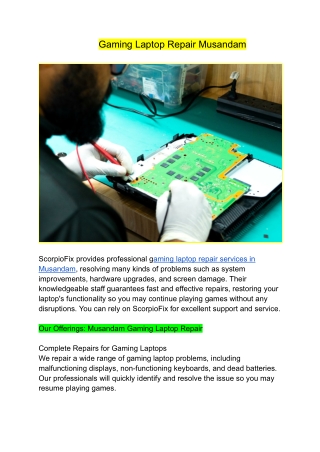 Gaming Laptop Repair Musandam