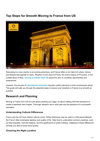 Top Steps for Smooth Moving to France from US