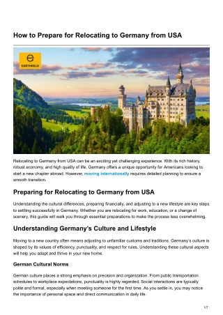 How to Prepare for Relocating to Germany from USA