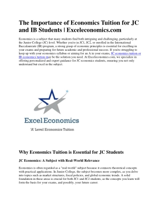 Jc2 Economics Tuition