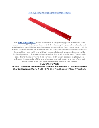 Toro 106-4573-01 Fixed Scraper _ WholeToolBox