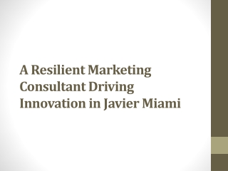 A Resilient Marketing Consultant Driving Innovation in Javier Miami